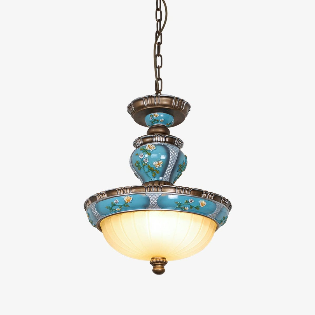 Retro Kwiatowy Wiszący Lampa z Żywicy
