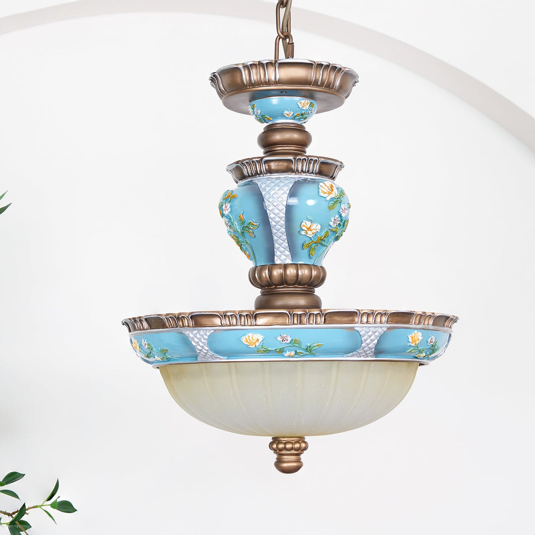 Retro Kwiatowy Wiszący Lampa z Żywicy
