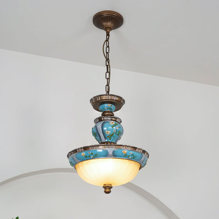 Retro Kwiatowy Wiszący Lampa z Żywicy