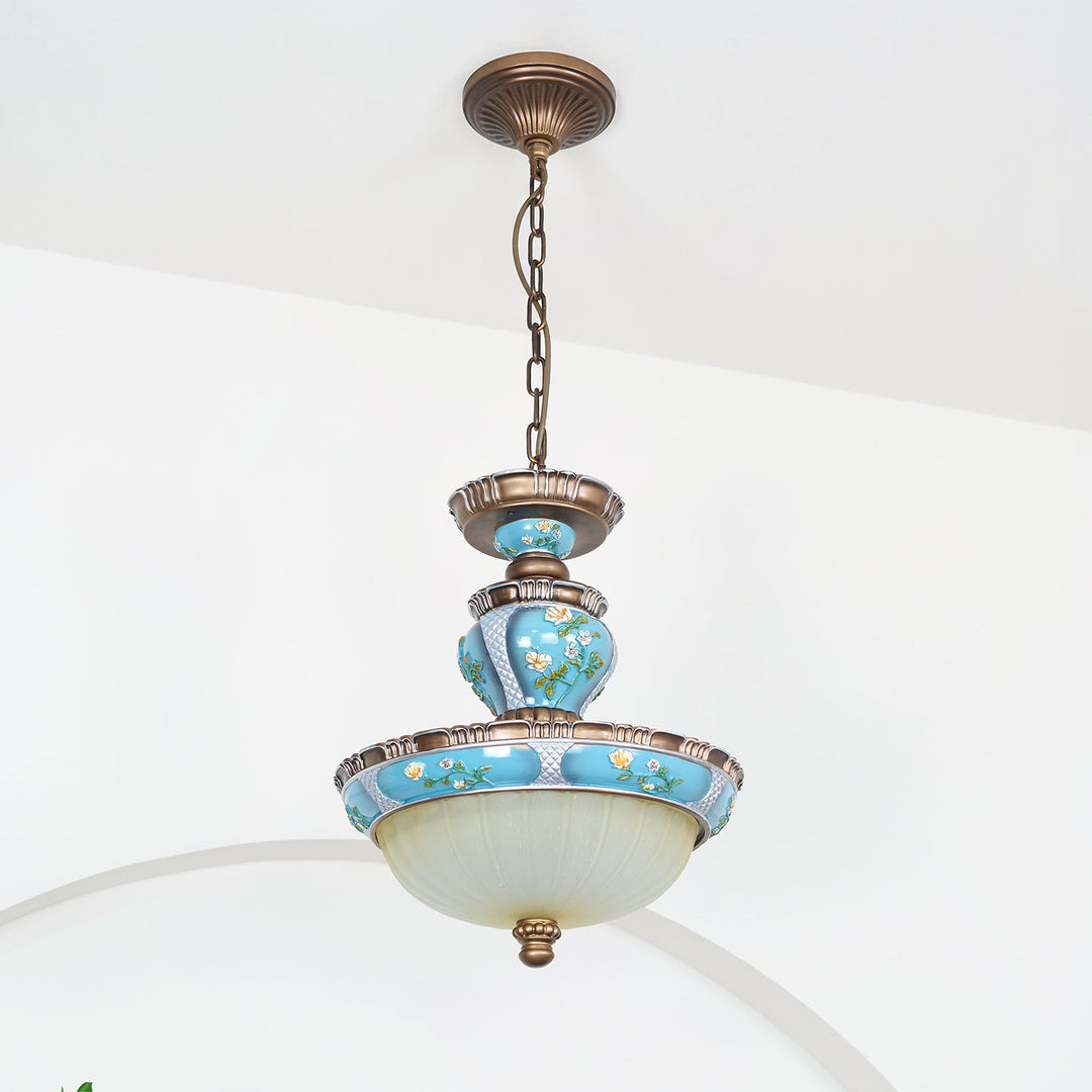 Retro Kwiatowy Wiszący Lampa z Żywicy