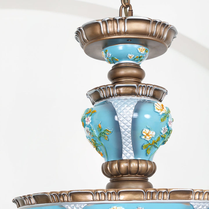 Retro Kwiatowy Wiszący Lampa z Żywicy