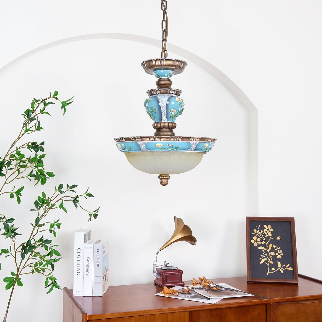 Retro Kwiatowy Wiszący Lampa z Żywicy