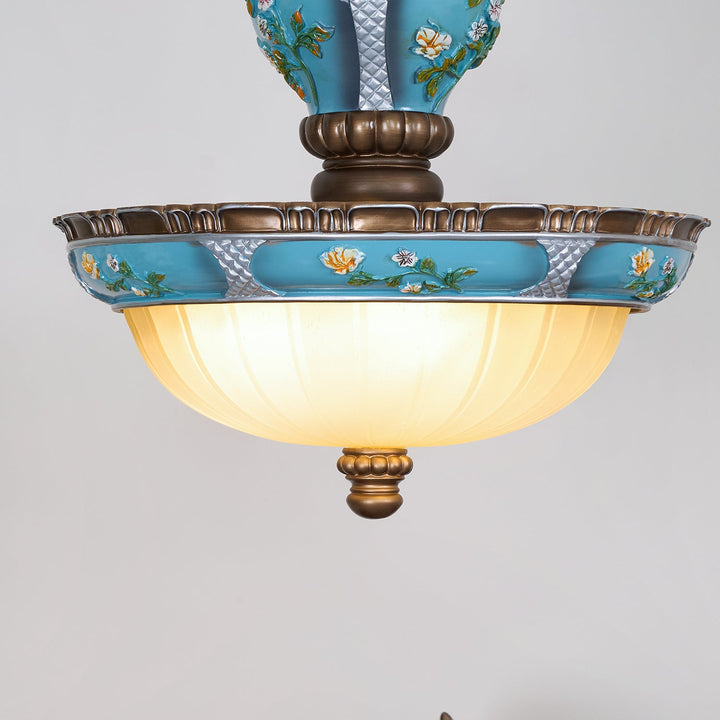 Retro Kwiatowy Wiszący Lampa z Żywicy