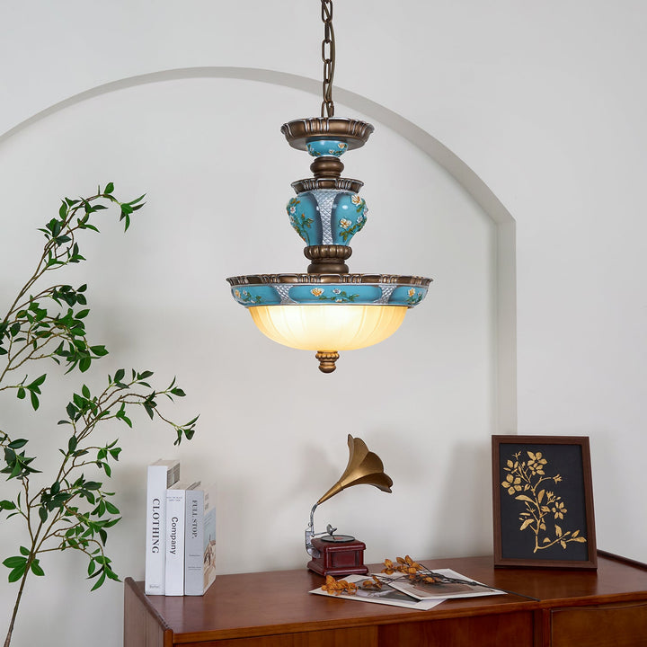 Retro Kwiatowy Wiszący Lampa z Żywicy