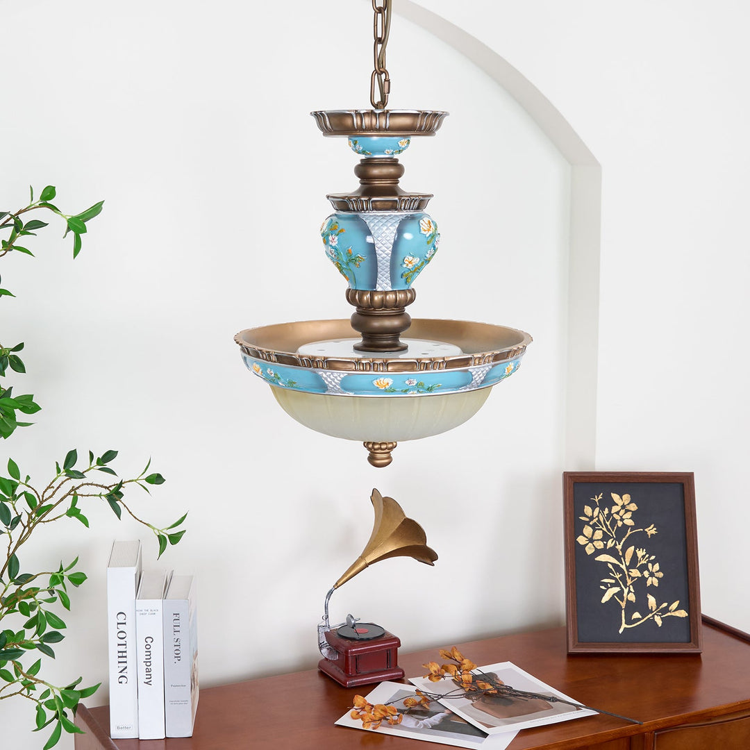 Retro Kwiatowy Wiszący Lampa z Żywicy