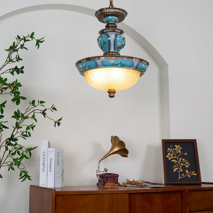 Retro Kwiatowy Wiszący Lampa z Żywicy