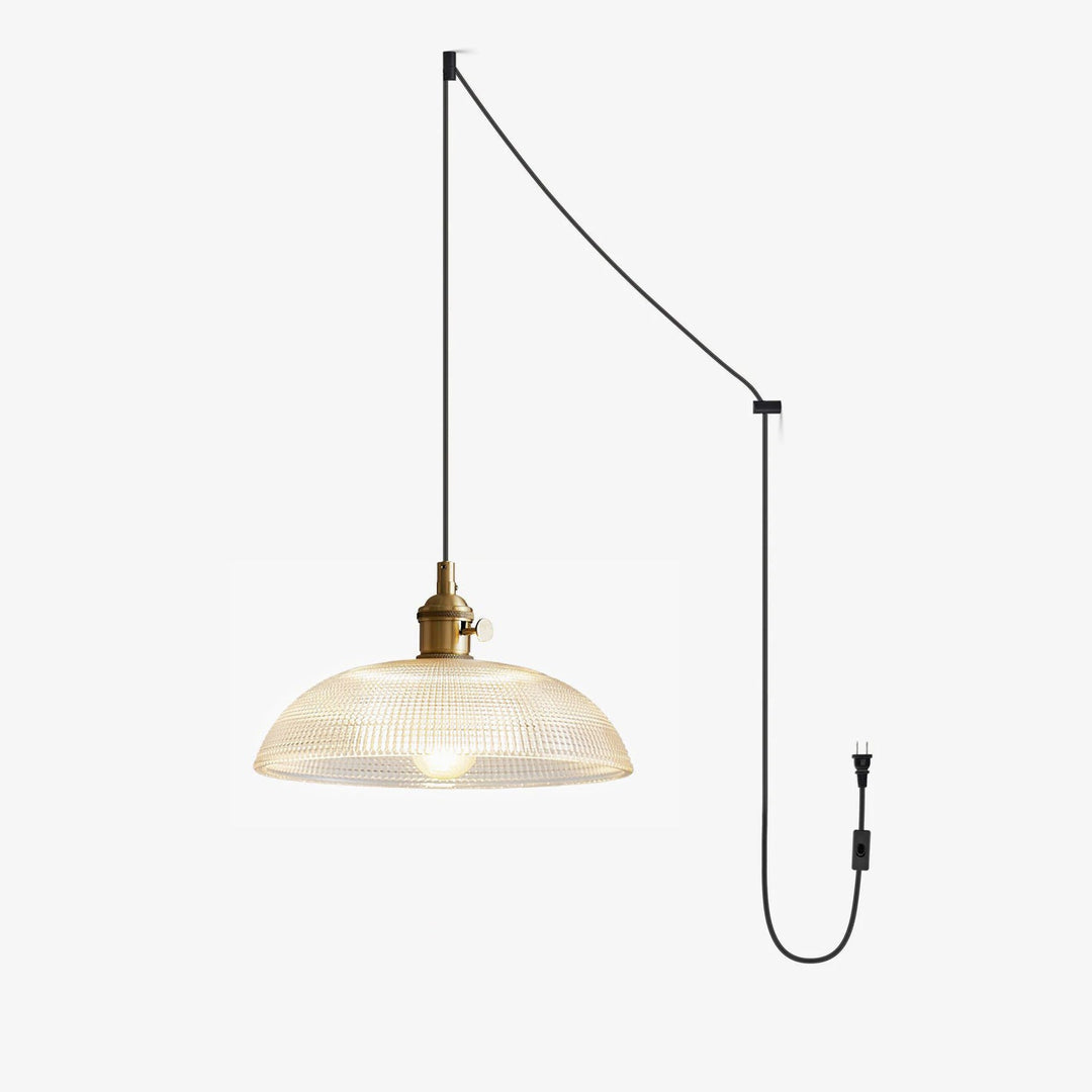 Lampa wisząca z żebrowanym spiralnym kloszem
