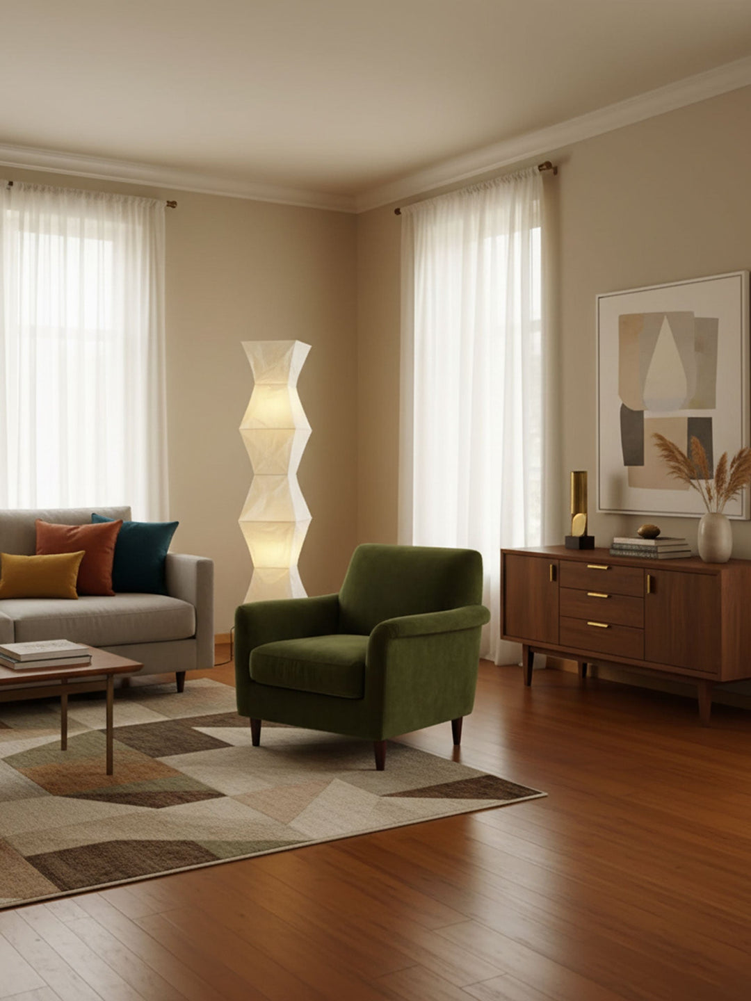 Lampa podłogowa z papieru ryżowego