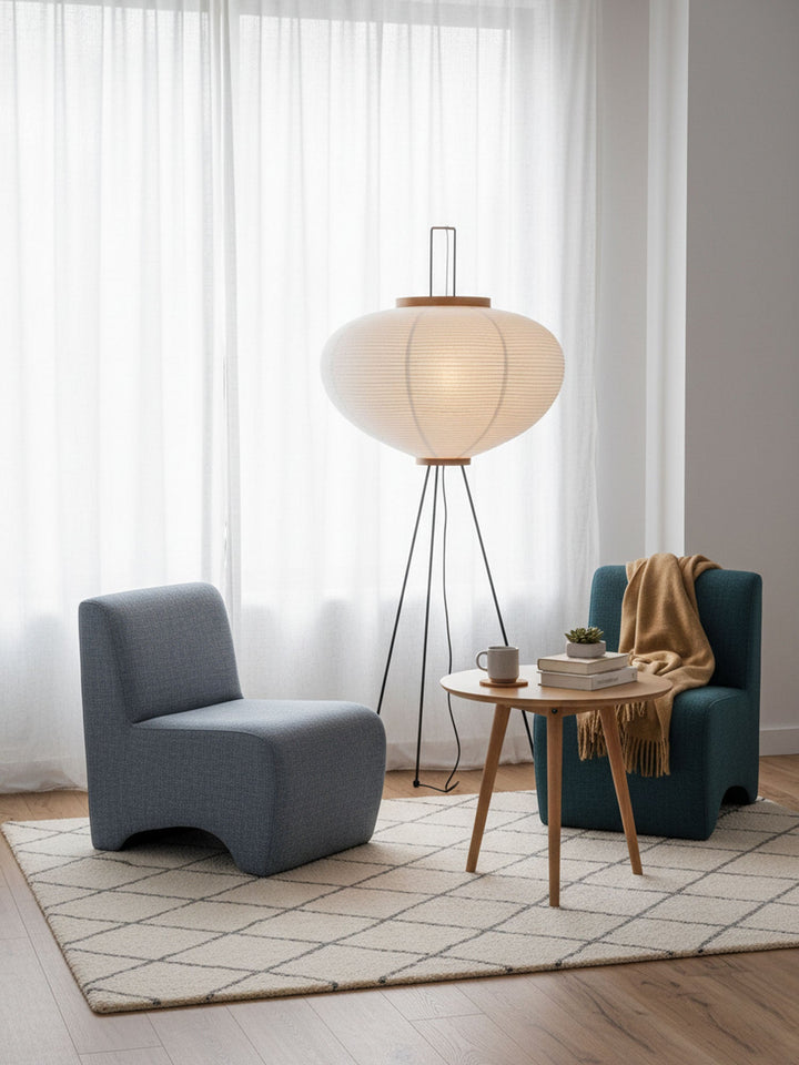 Lampa podłogowa z papieru ryżowego