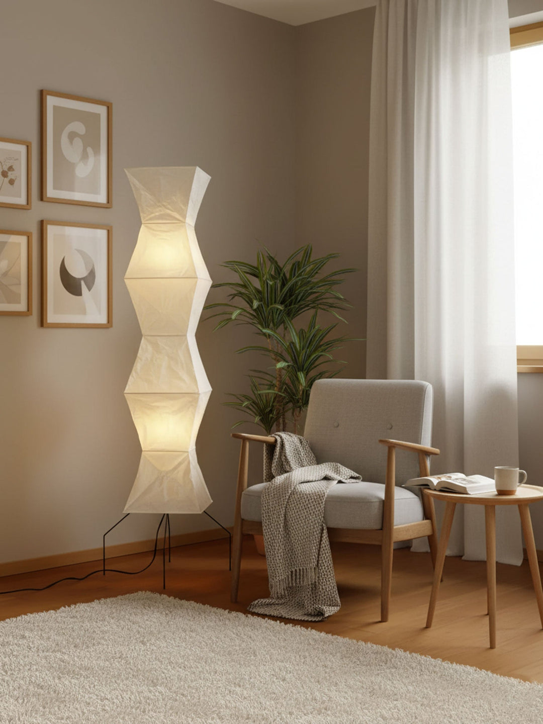 Lampa podłogowa z papieru ryżowego
