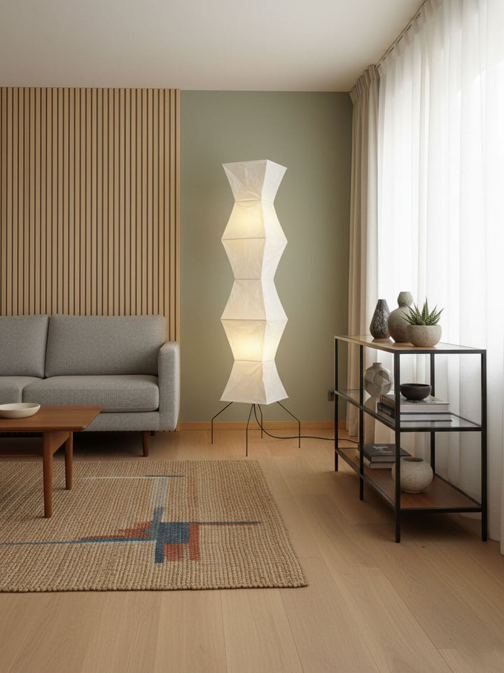 Lampa podłogowa z papieru ryżowego