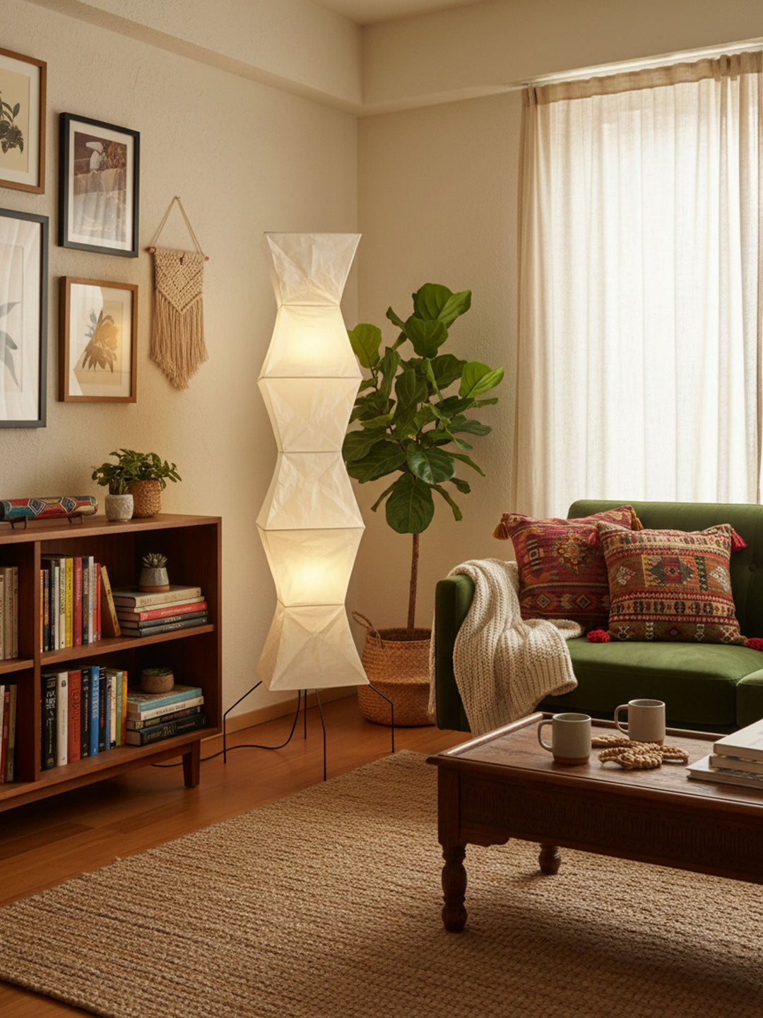 Lampa podłogowa z papieru ryżowego