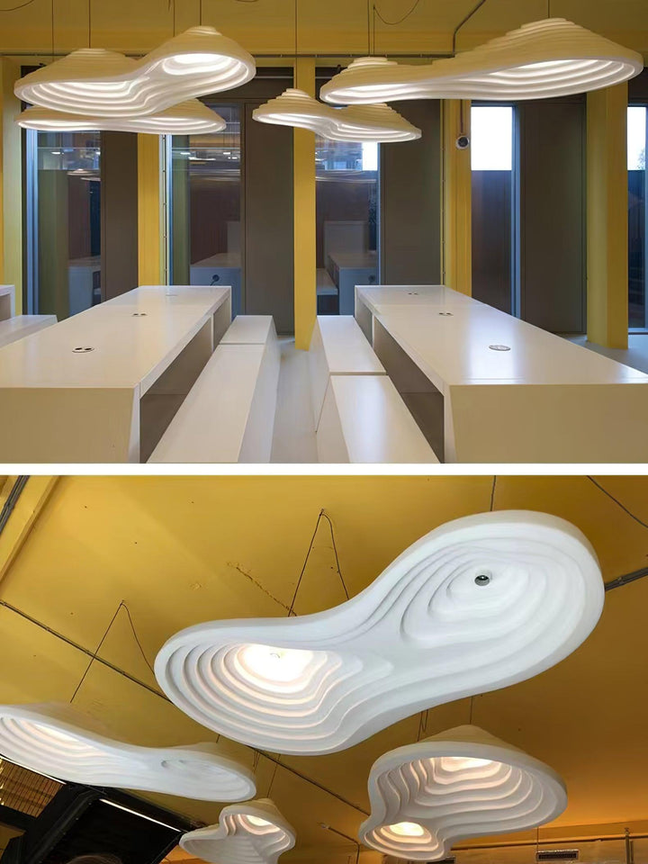 Lampa wisząca akustyczna z akrylu w kształcie pola ryżowego