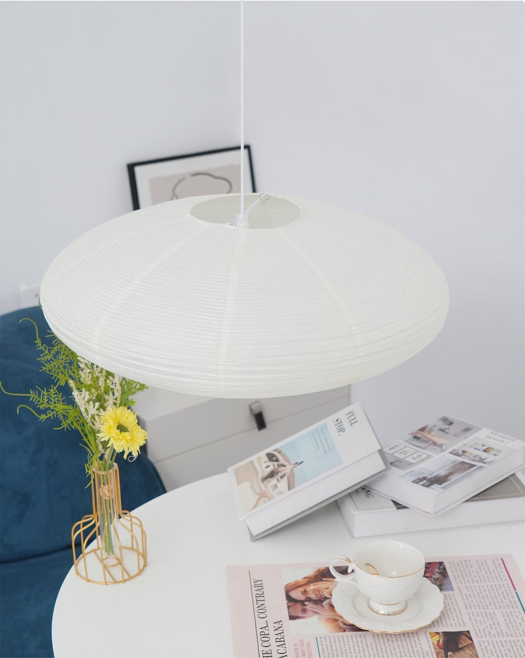 Lampa z papieru washi 15A, z przewodem zawieszanym na haku