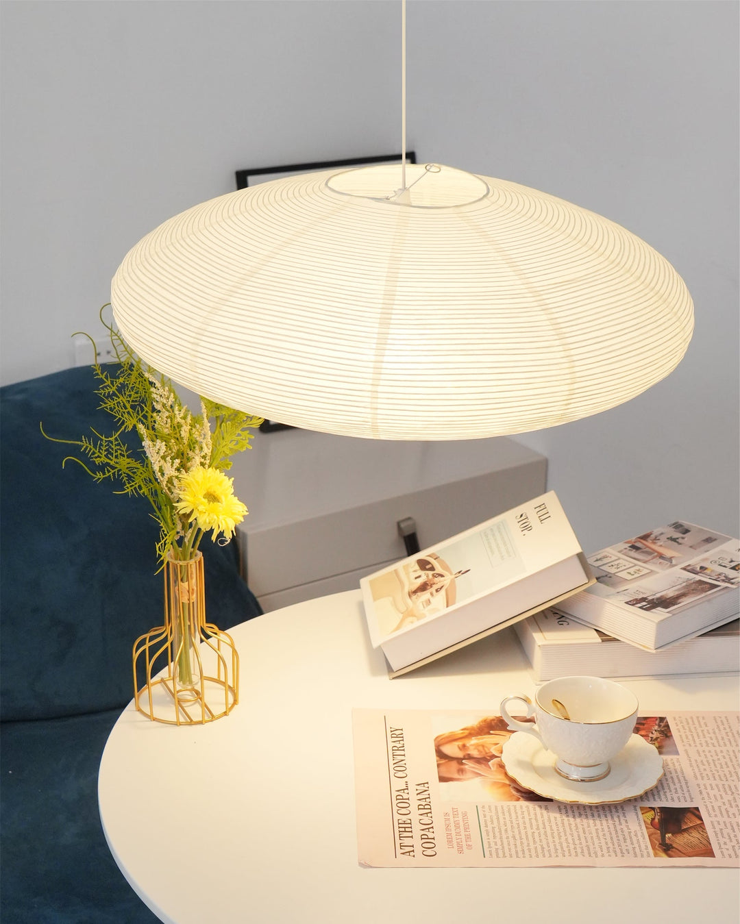 Lampa z papieru washi 15A, z przewodem zawieszanym na haku