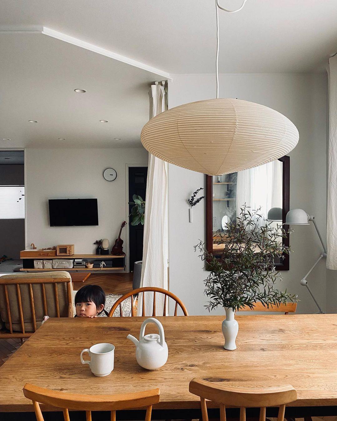 Lampa z papieru washi 15A, z przewodem zawieszanym na haku