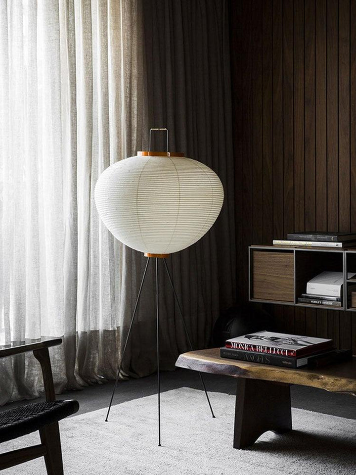Lampa podłogowa z papieru ryżowego