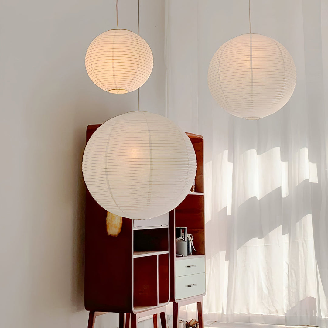 Japońska Lampa Wisząca z Papieru (czarny kabel)