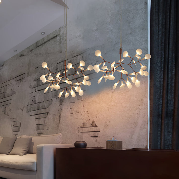 Żyrandol LED w kolorze różowego złota Firefly