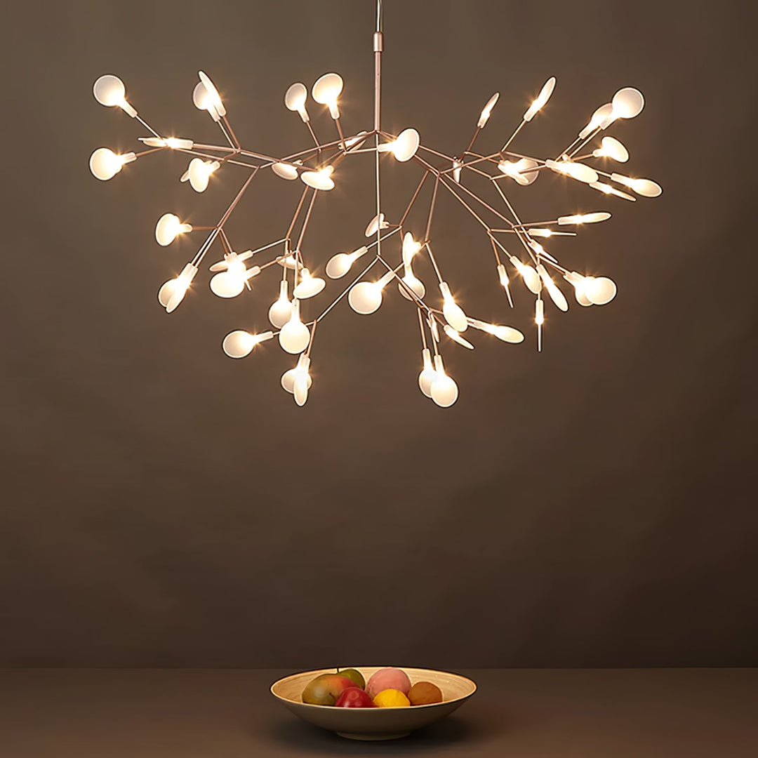 Żyrandol LED w kolorze różowego złota Firefly