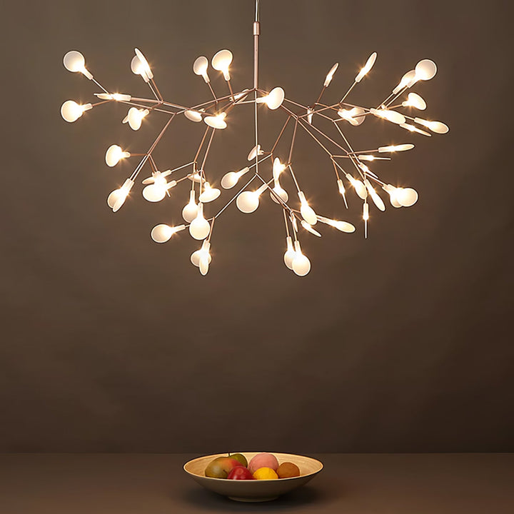 Żyrandol LED w kolorze różowego złota Firefly