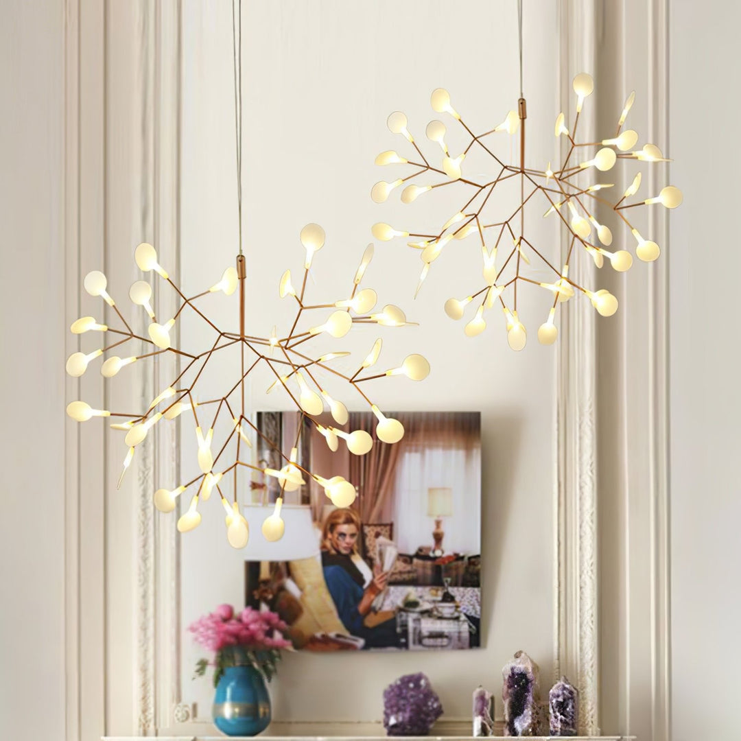 Żyrandol LED w kolorze różowego złota Firefly