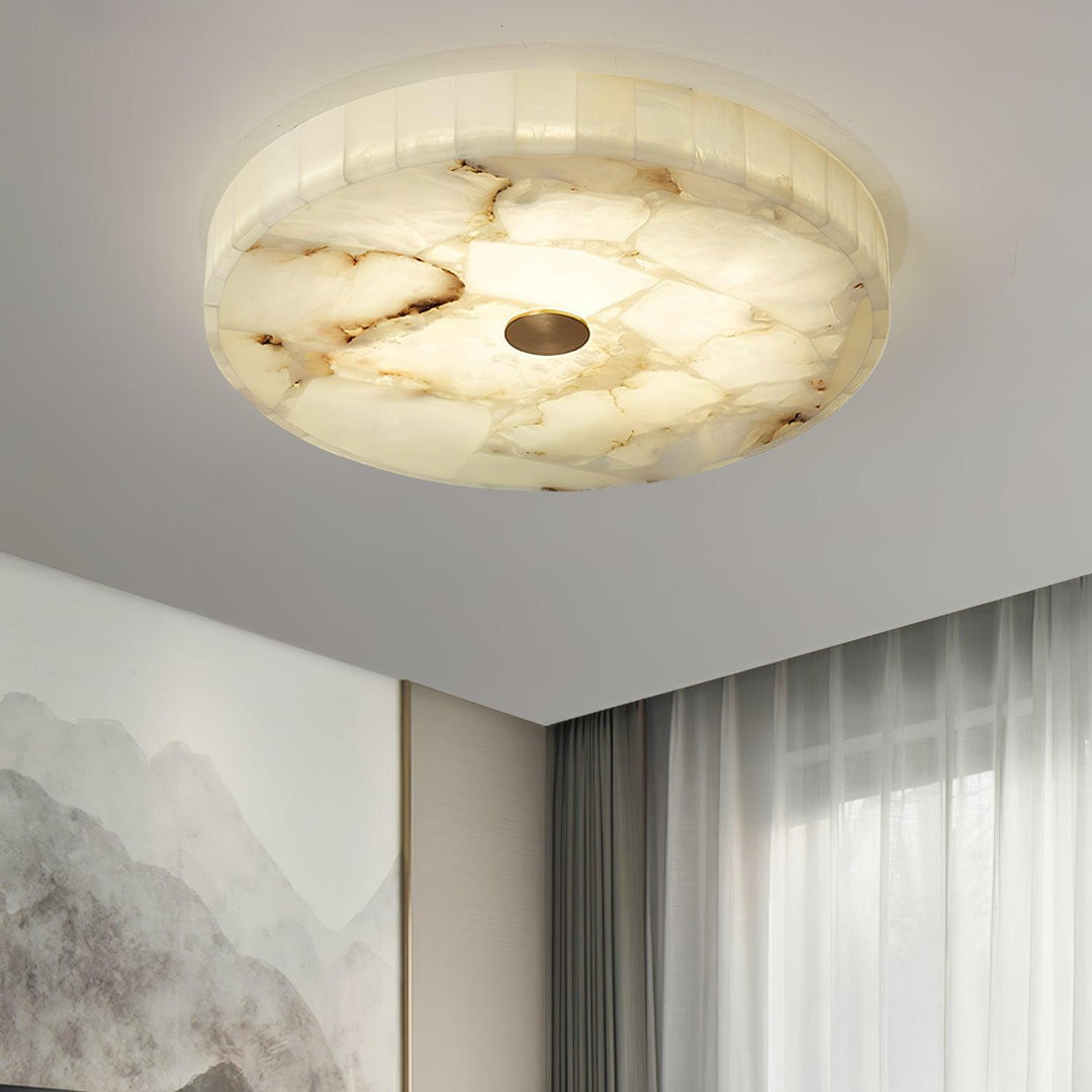 Okrągła Lampa sufitowa z alabastru