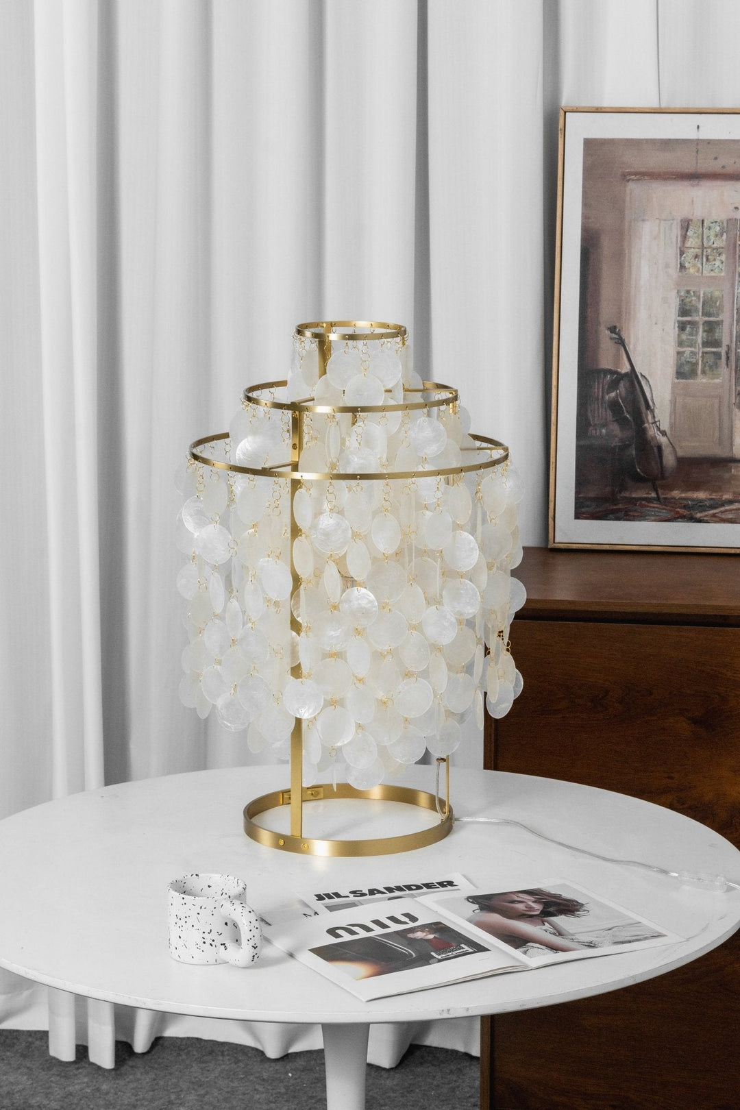 Lampa stołowa z muszli