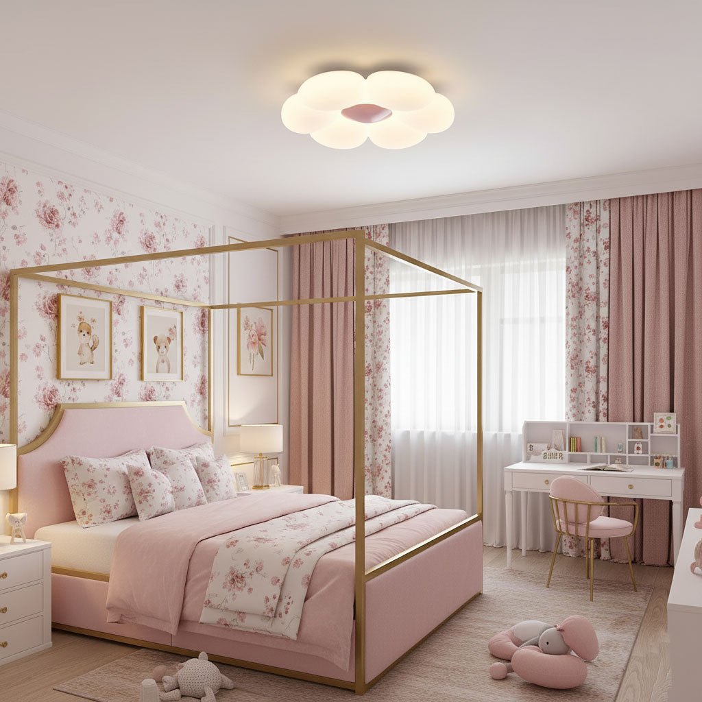 Lampa sufitowa w kształcie kwiatu z sześcioma płatkami do pokoju dziecięcego