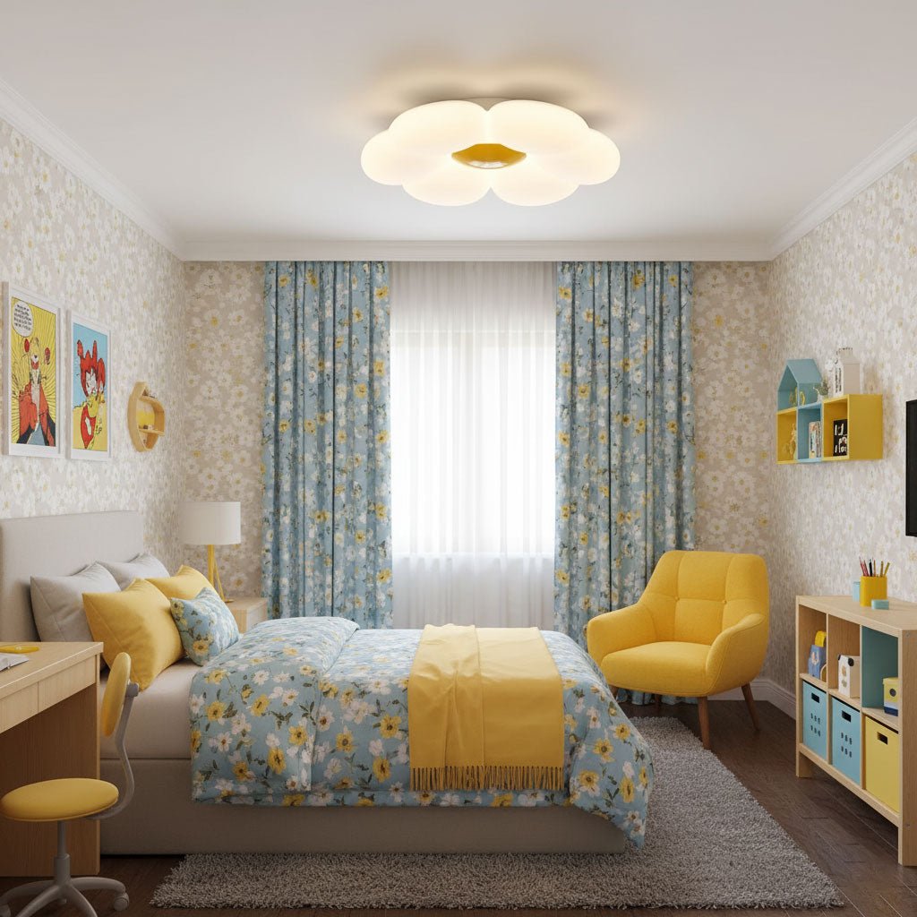 Lampa sufitowa w kształcie kwiatu z sześcioma płatkami do pokoju dziecięcego