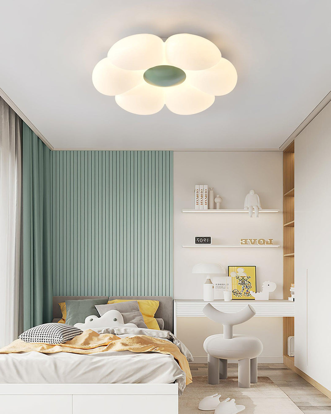 Lampa sufitowa w kształcie kwiatu z sześcioma płatkami do pokoju dziecięcego