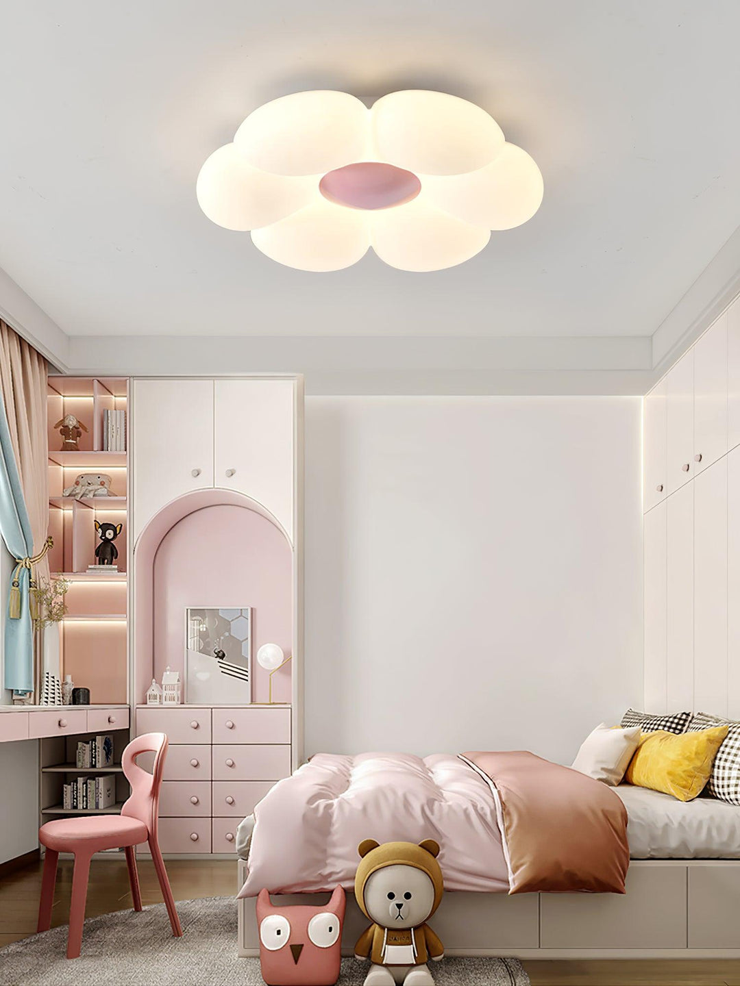 Lampa sufitowa w kształcie kwiatu z sześcioma płatkami do pokoju dziecięcego