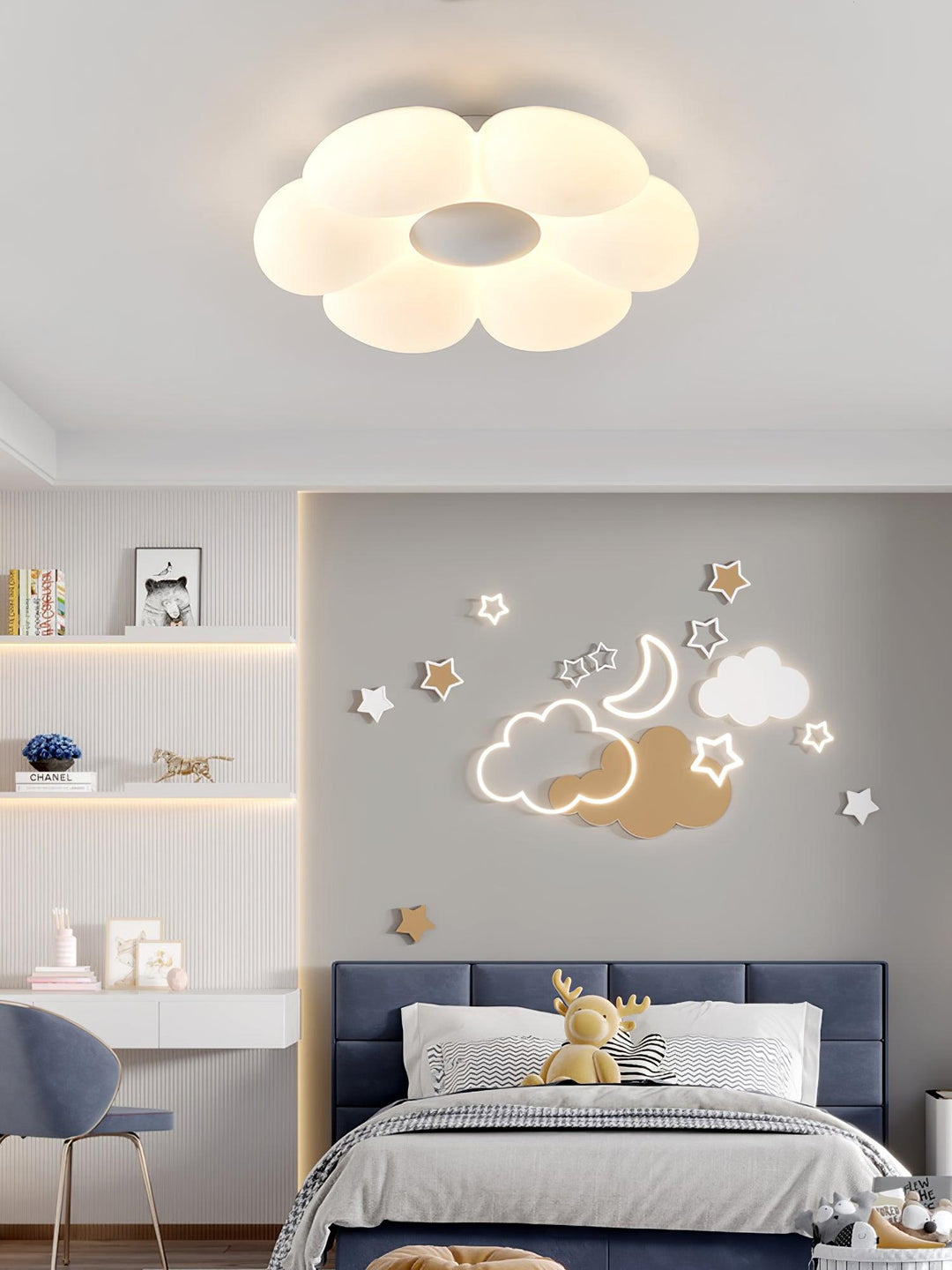 Lampa sufitowa w kształcie kwiatu z sześcioma płatkami do pokoju dziecięcego