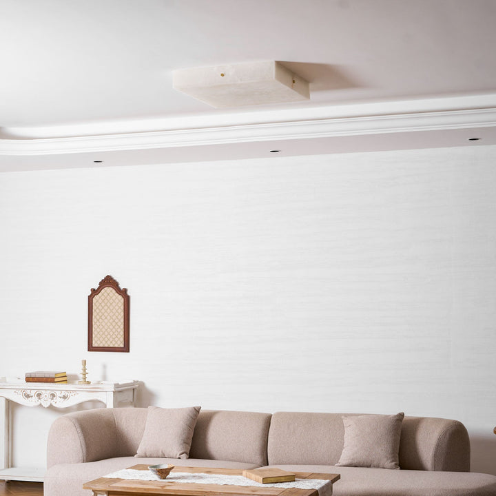 Kwadratowa Lampa sufitowa z alabastru