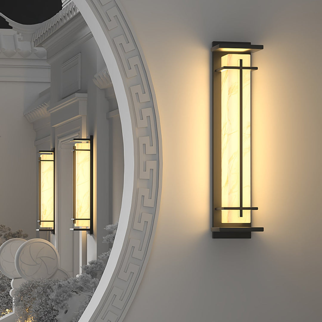 Kwadratowa Zewnętrzna Lampa Ścienna Alabastrowa