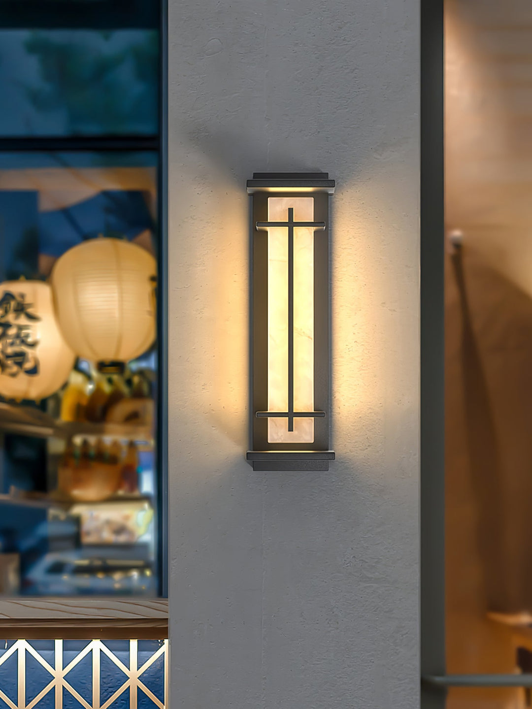 Kwadratowa Zewnętrzna Lampa Ścienna Alabastrowa