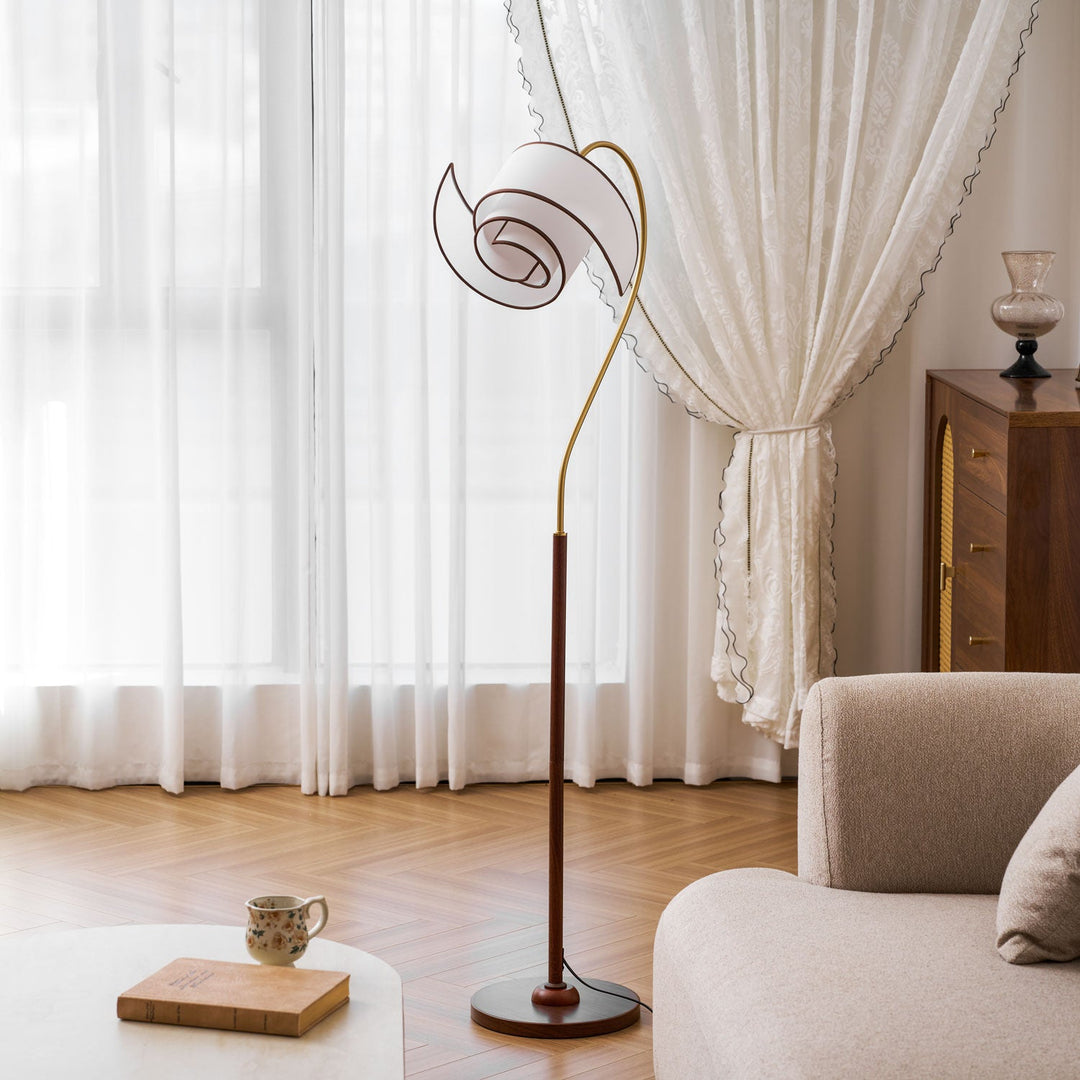 Lampa podłogowa Stelmo z zakrzywioną szyją