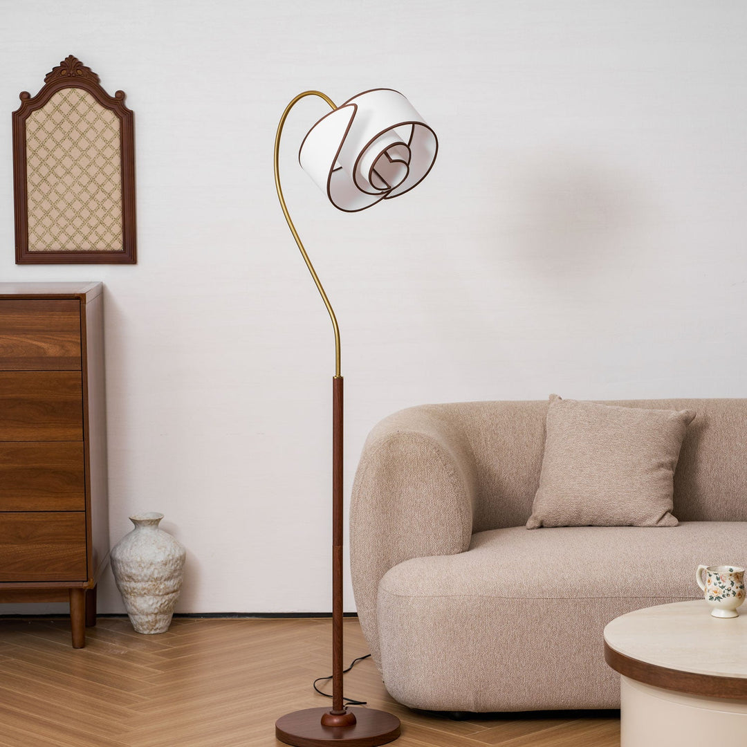 Lampa podłogowa Stelmo z zakrzywioną szyją