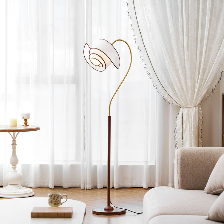 Lampa podłogowa Stelmo z zakrzywioną szyją