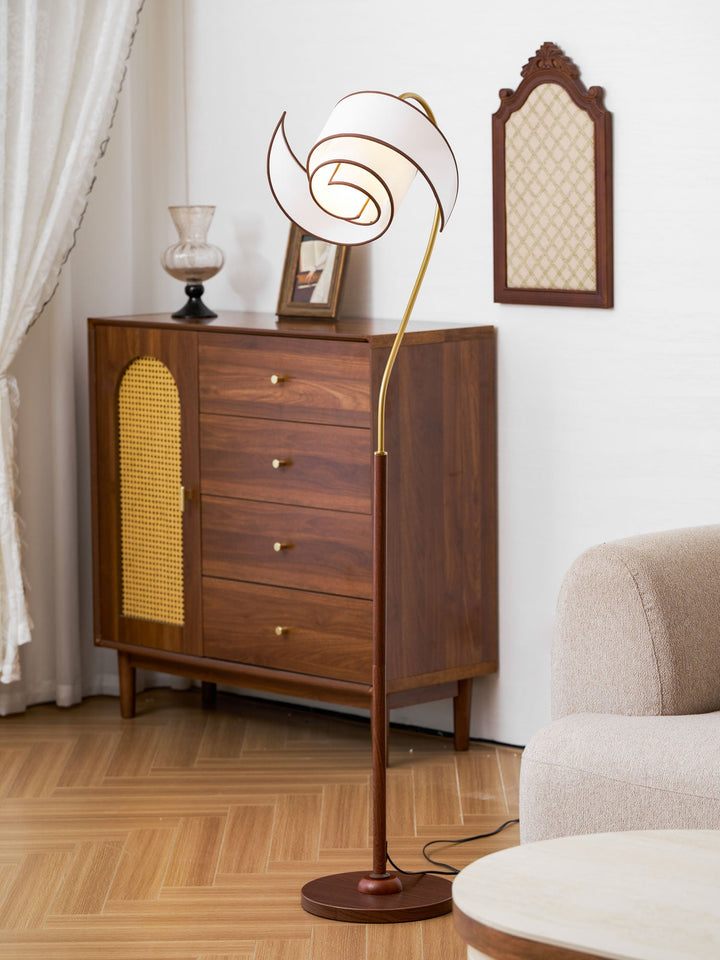 Lampa podłogowa Stelmo z zakrzywioną szyją