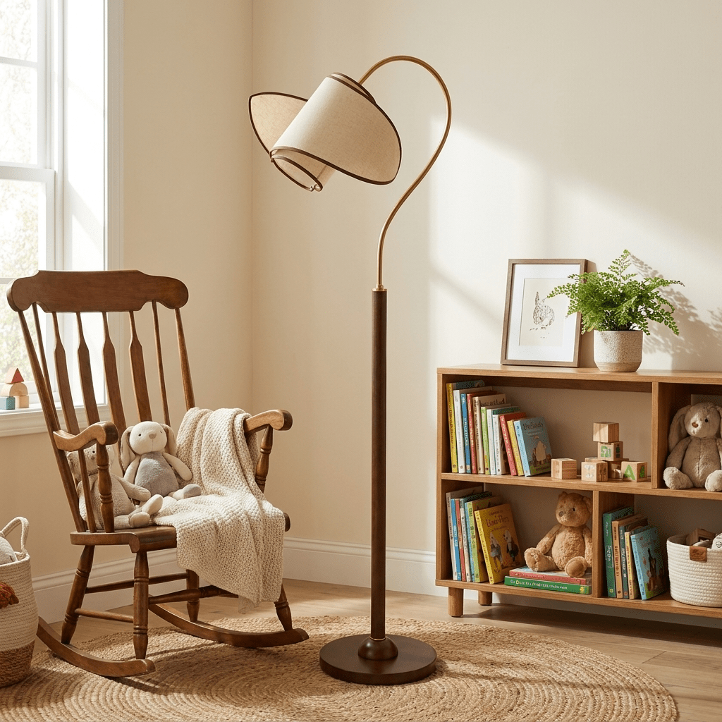 Lampa podłogowa Stelmo z zakrzywioną szyją