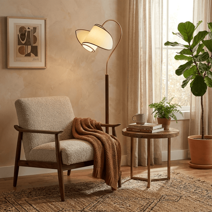 Lampa podłogowa Stelmo z zakrzywioną szyją