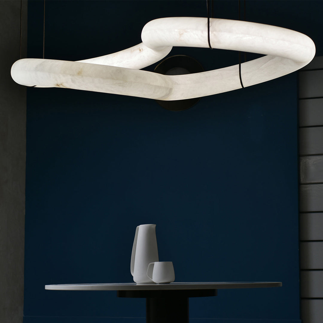 Uproszczona Lampa Wisząca z Alabastru
