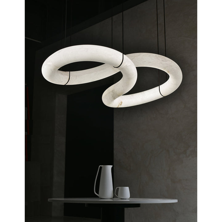 Uproszczona Lampa Wisząca z Alabastru