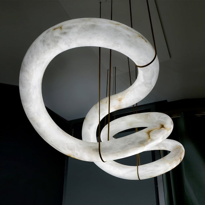 Uproszczona Lampa Wisząca z Alabastru
