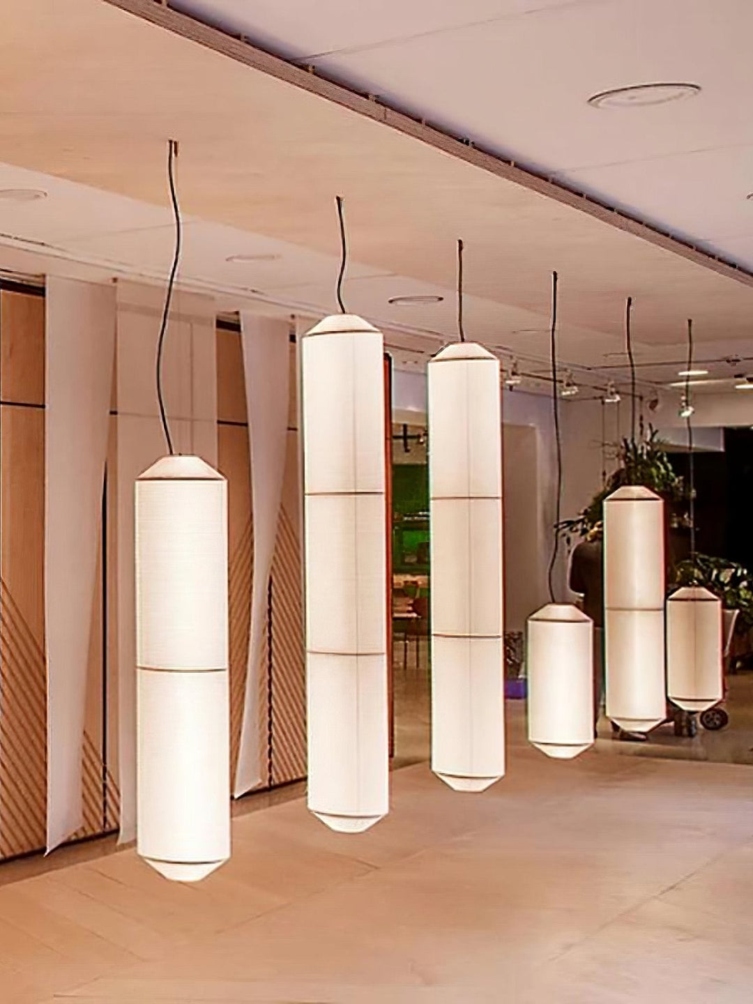 Lampa wisząca Tekio z imitacji jedwabiu