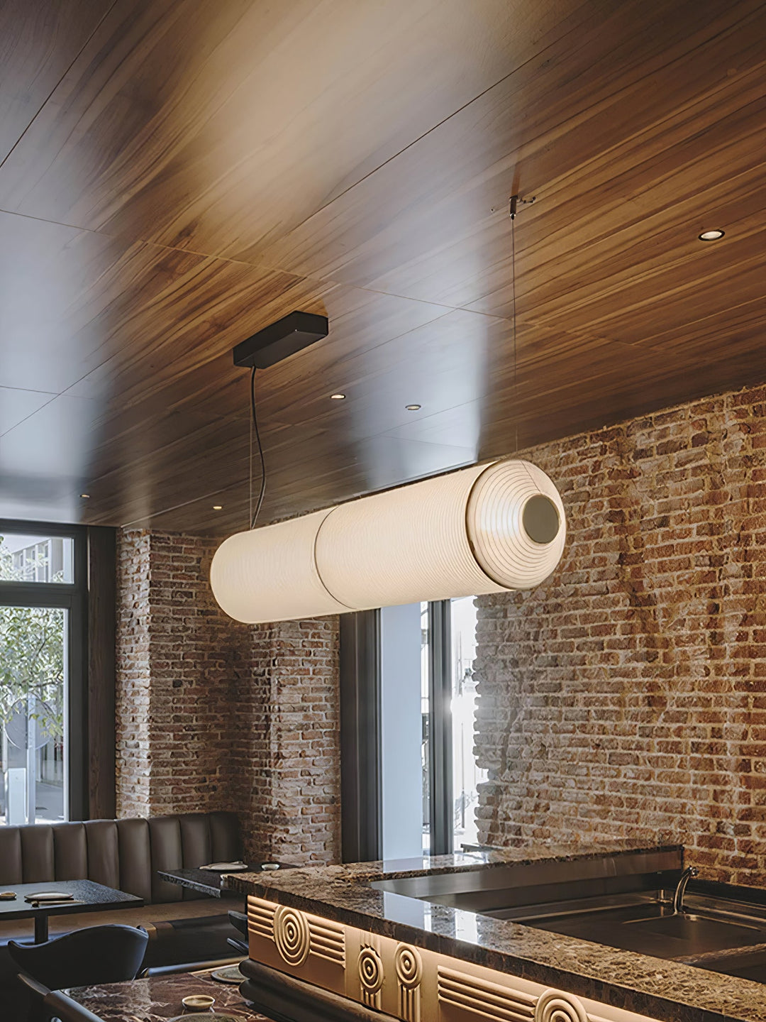 Lampa wisząca Tekio z imitacji jedwabiu