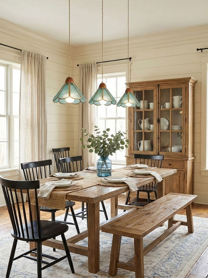 Lampa wisząca Tiffany ze witrażem