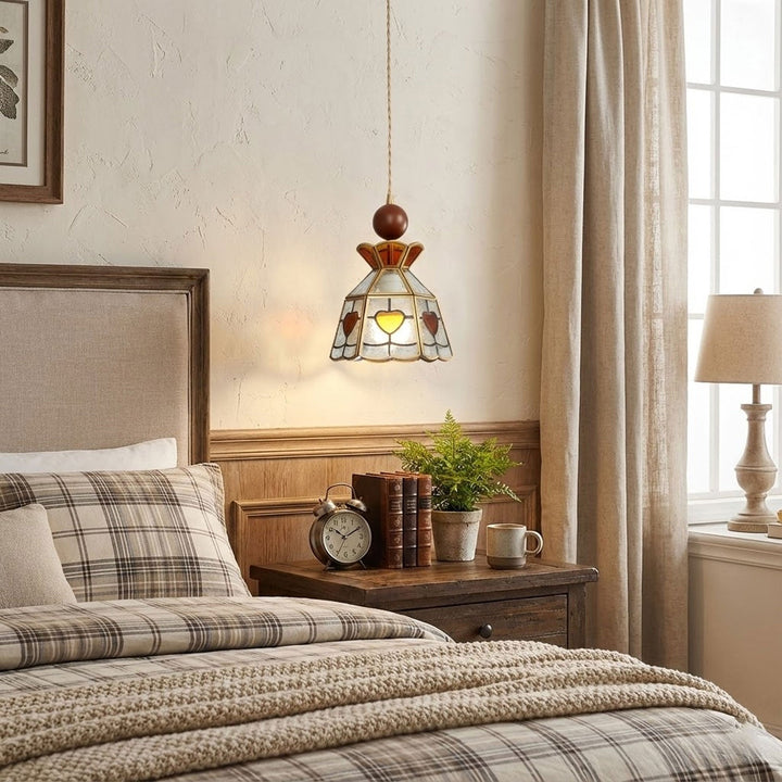 Lampa wisząca Tiffany ze witrażem