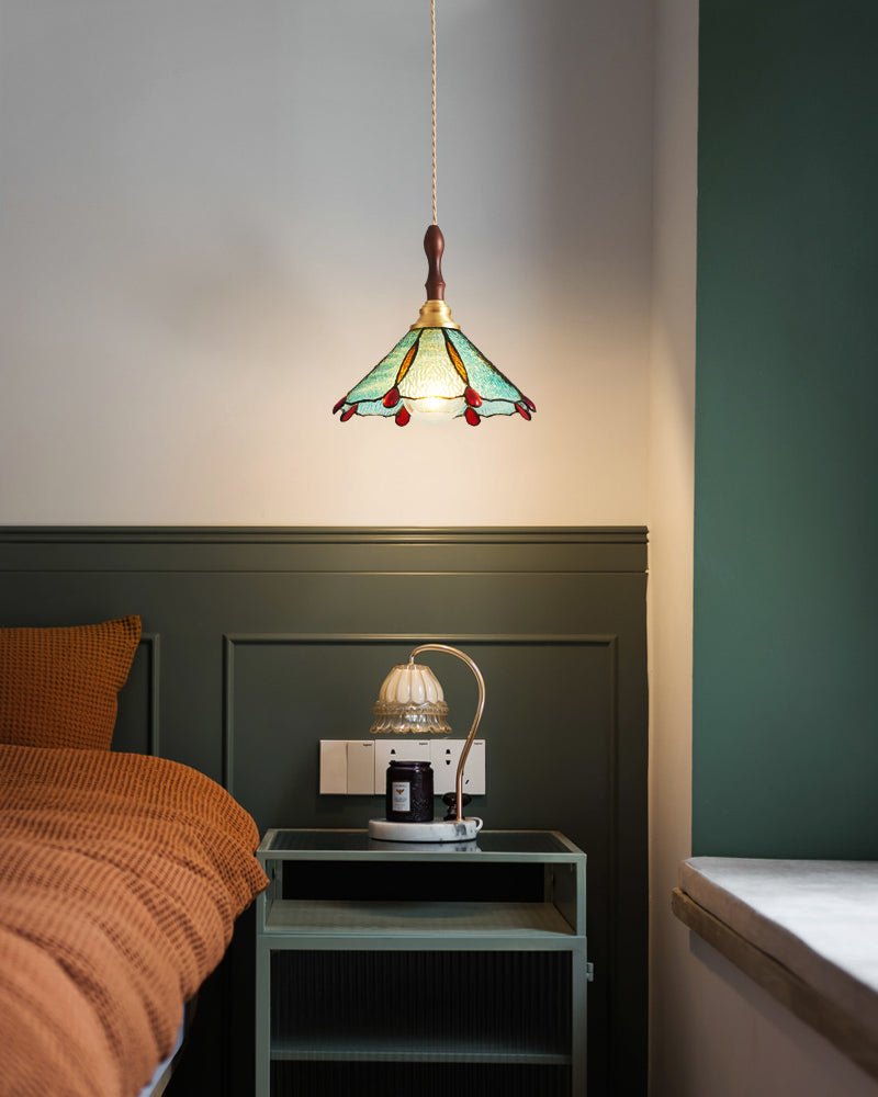 Lampa wisząca Tiffany z kwiatowym wzorem